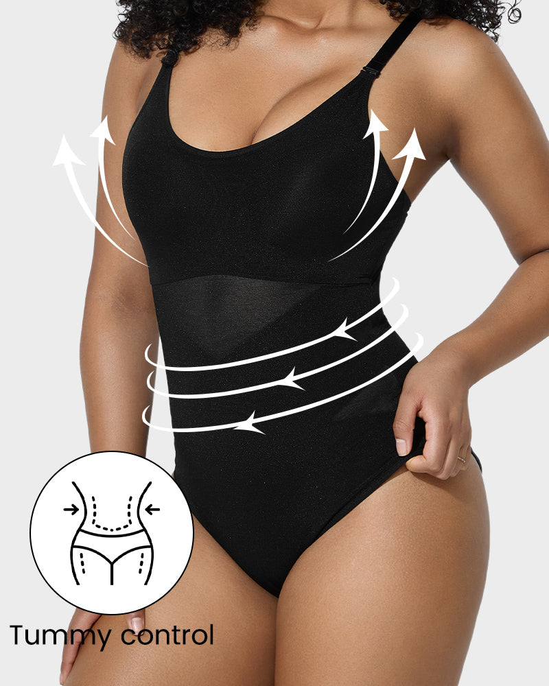 LuxeForm Criss-Cross Mesh Bodysuit | Sculpturales Design für eine perfekte Silhouette