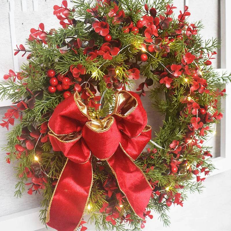 Weihnachtskranz mit roten Kirschen – Dekorativer Türkranz für Weihnachten