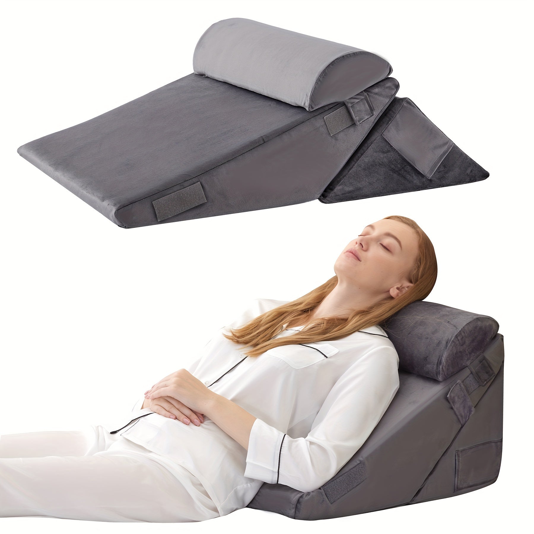 Verstellbares orthopädisches Keilkissen RelaxPlus - Premium 7-in-1-Memory-Schaum-Unterstützungssystem