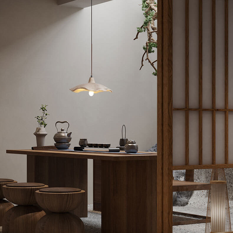 Japanische Vintage-Zement-Blumenpendelleuchte | 1-Licht