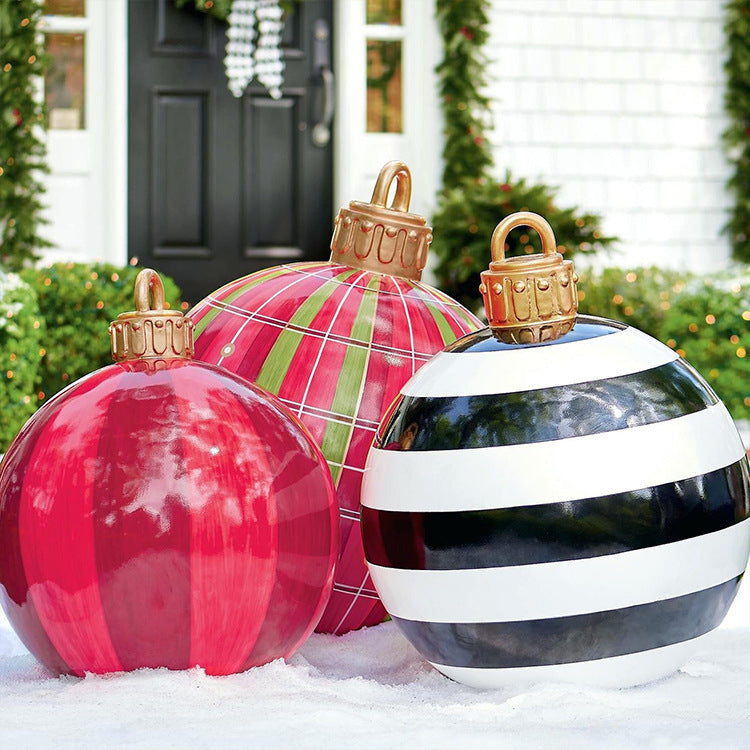 Aufblasbare Weihnachtskugel Außen Deko 60cm – Wetterbeständige PVC Weihnachtsdekoration