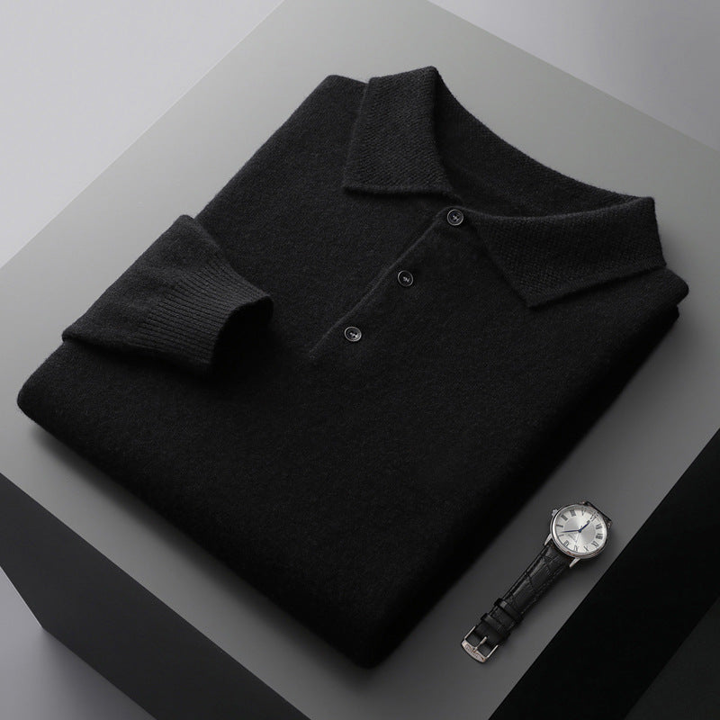 NordicLuxe Cashmere Merino Wolle Polohemd, Stockholm Stil