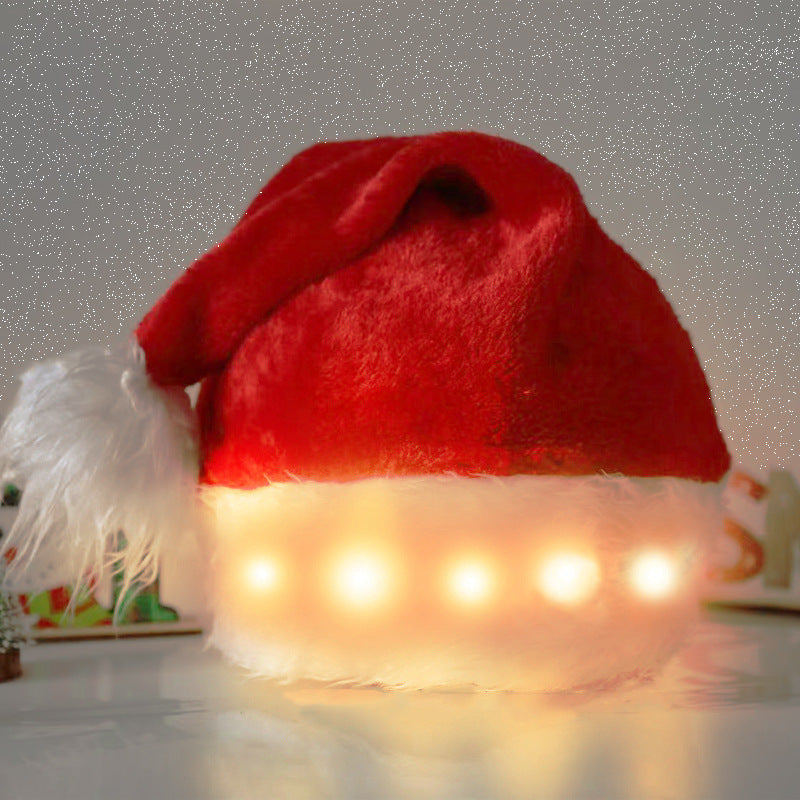 Beleuchtete Weihnachtsmütze mit LED-Lichtern – Weiche Plüsch-Santa-Mütze mit Farbenlicht