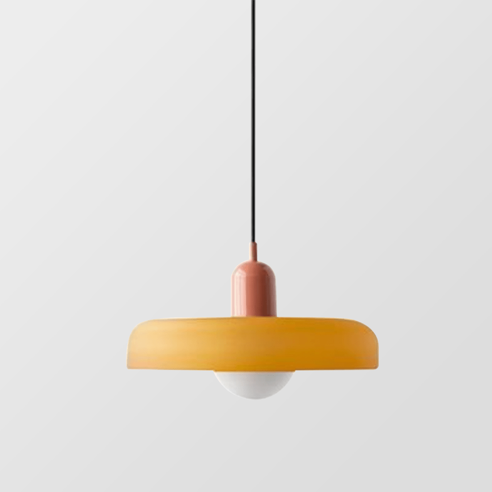 Bauhaus Hängeleuchte aus Buntglas für modernes Interieur