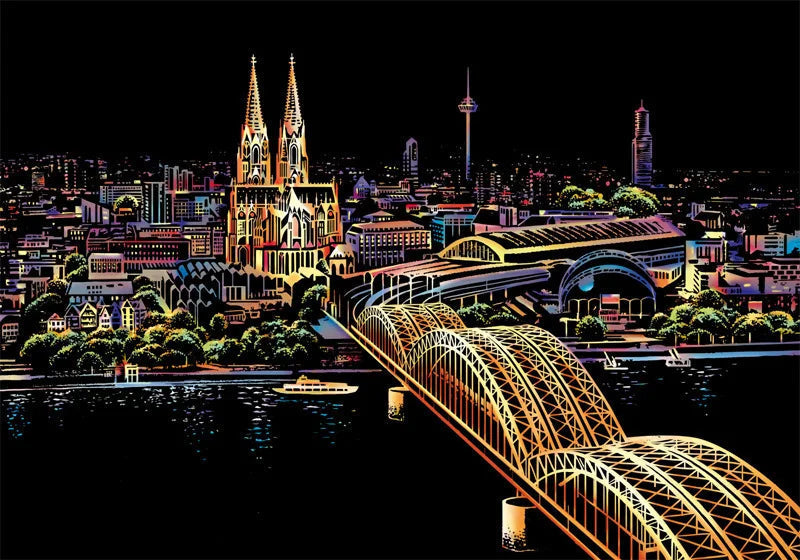 5D Kratzkunstplatte | Das ultimative künstlerische Abenteuer für alle Altersgruppen | Incl. Gratis Holzkratzstift