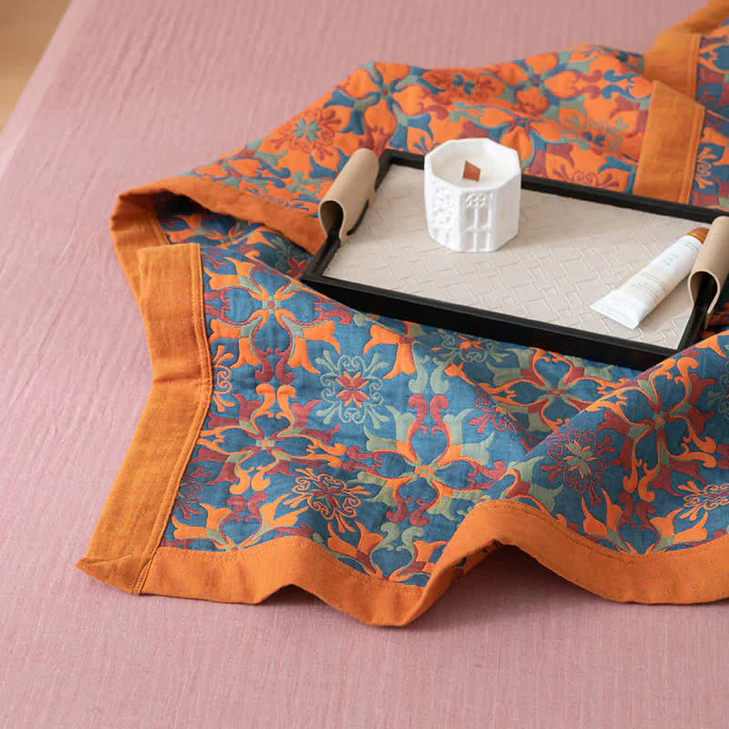 Blau Gemusterter Sechs-Lagen Baumwoll-Quilt – TerraLoom Komfortdecke