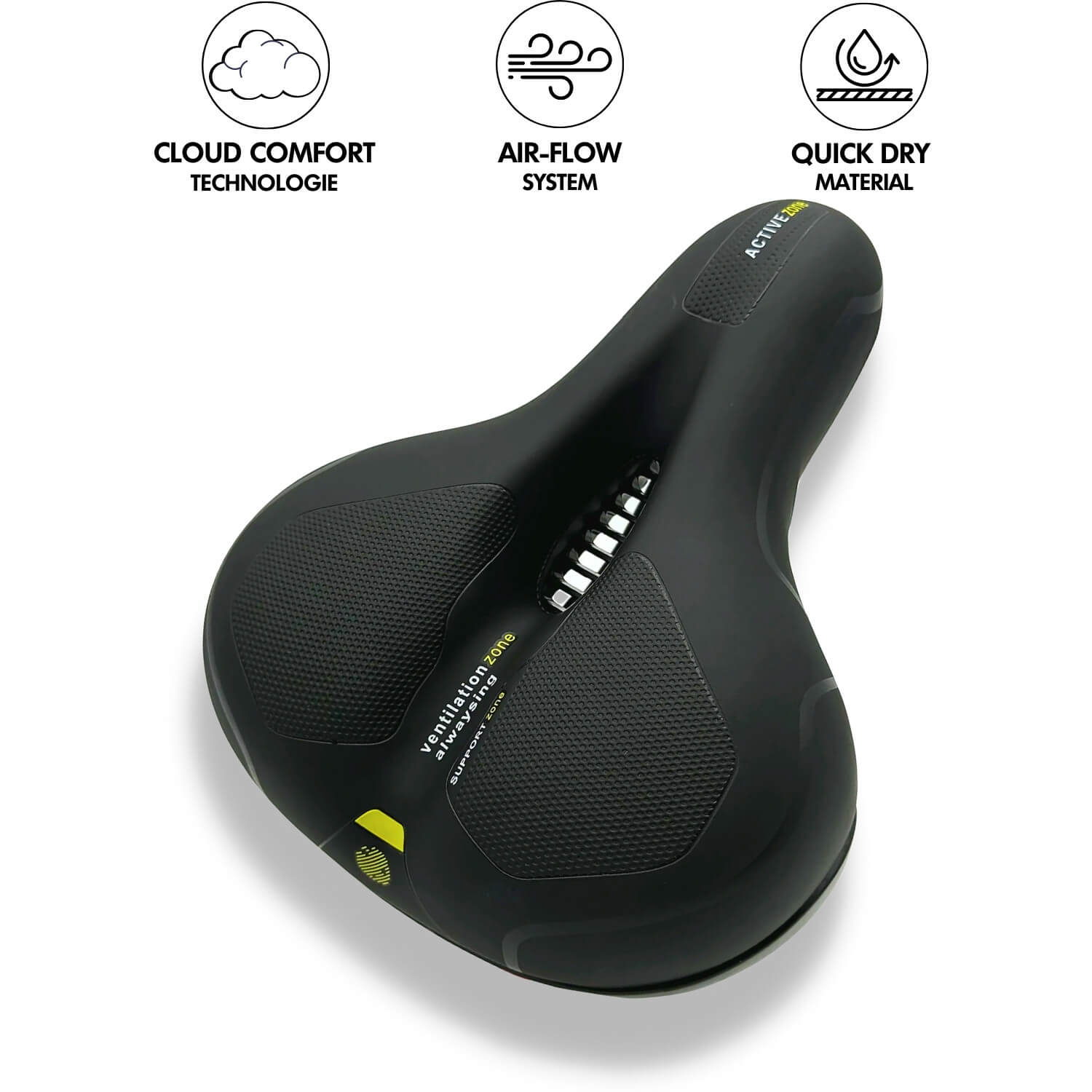 Sandsberg | CloudComfort Pro Fahrradsattel | Druckentlastender Memory-Schaum | Schwarz