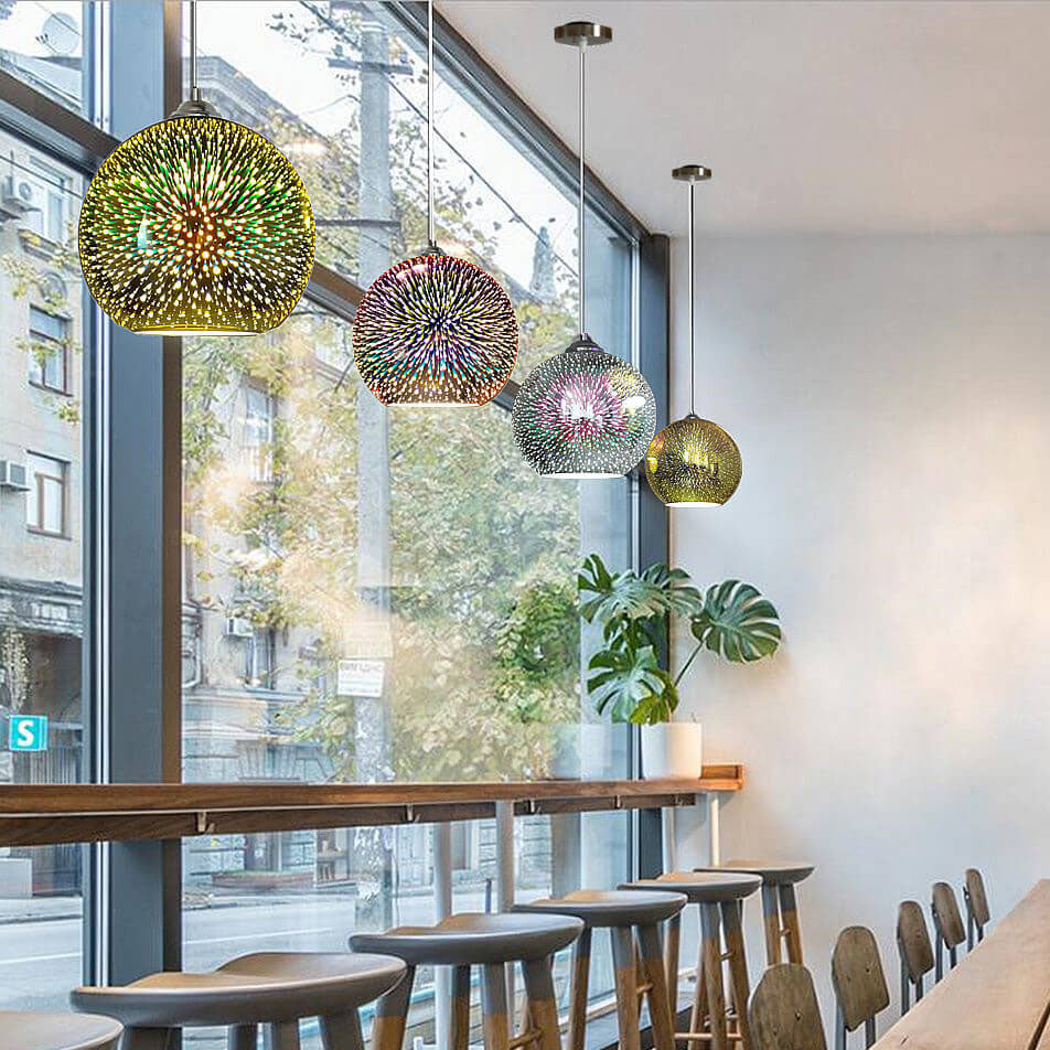 Frendorf | 3D Feuerwerk Glas Pendelleuchte | Kreatives Farbglas Design
