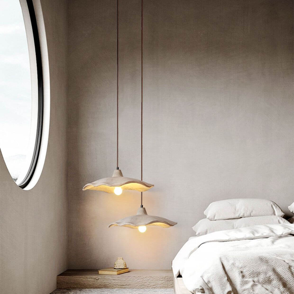 Japanische Vintage-Zement-Blumenpendelleuchte | 1-Licht
