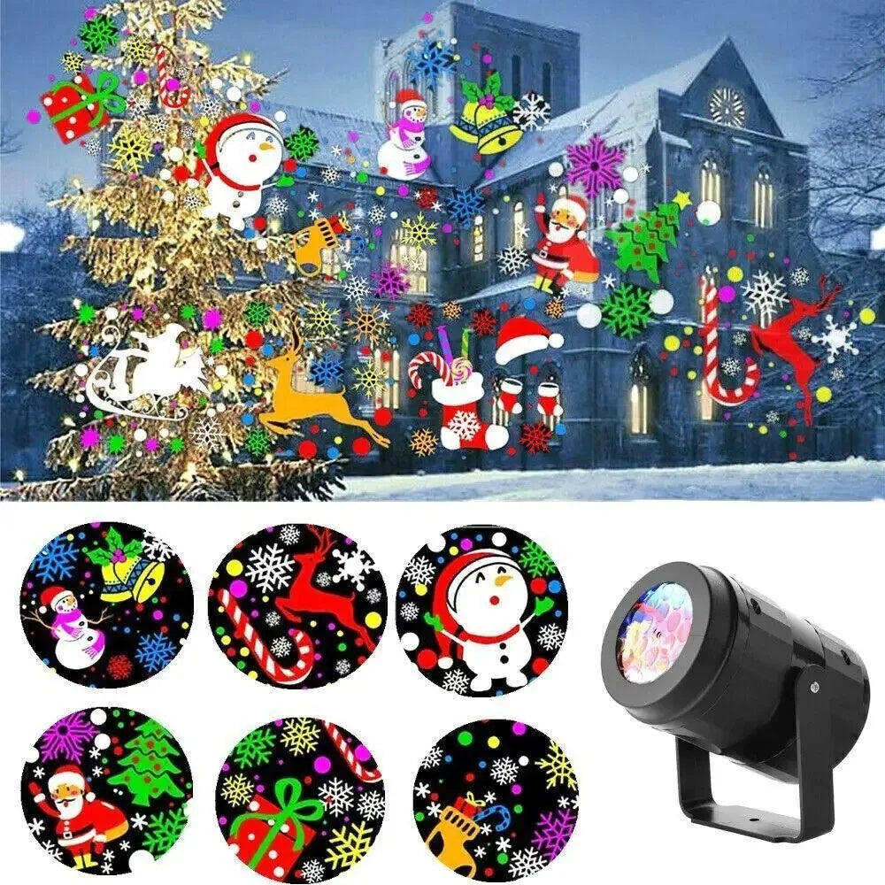 LED Weihnachtsprojektor Schneeflocken Lichtshow – Wasserdichte Außenlampe mit 16 Mustern
