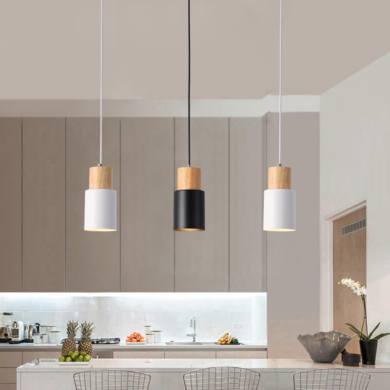 Frendorf | Metall Holz Pendelleuchte | Modernes Industrielles Design