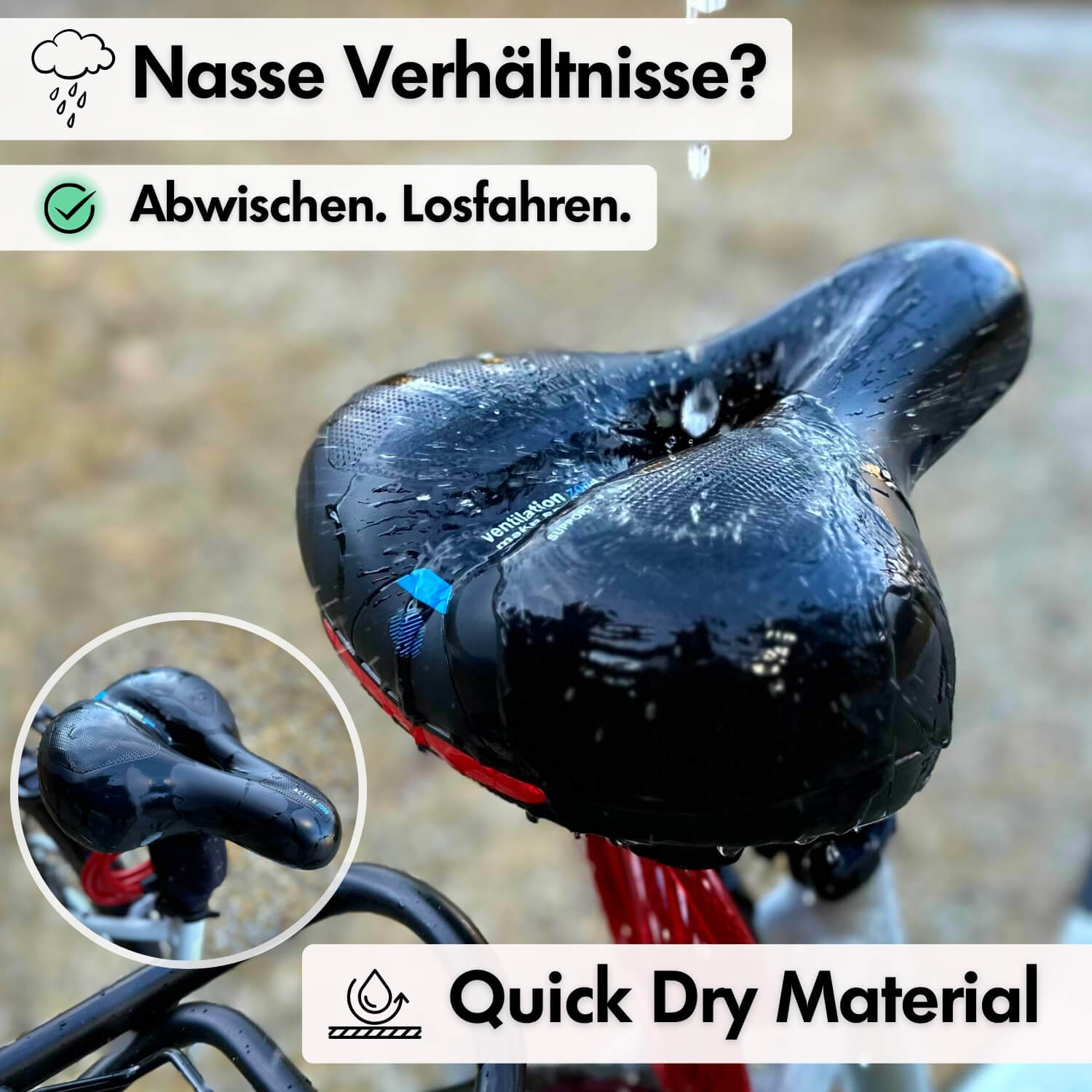 Sandsberg | CloudComfort Pro Fahrradsattel | Druckentlastender Memory-Schaum | Schwarz