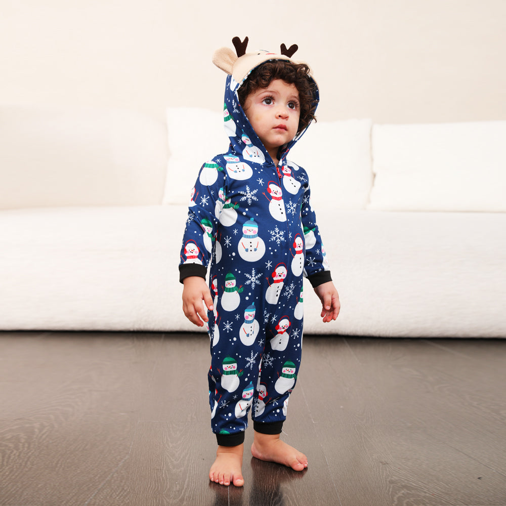 Blauer Schneemann passende Familien-Weihnachtspajamas Einteiler