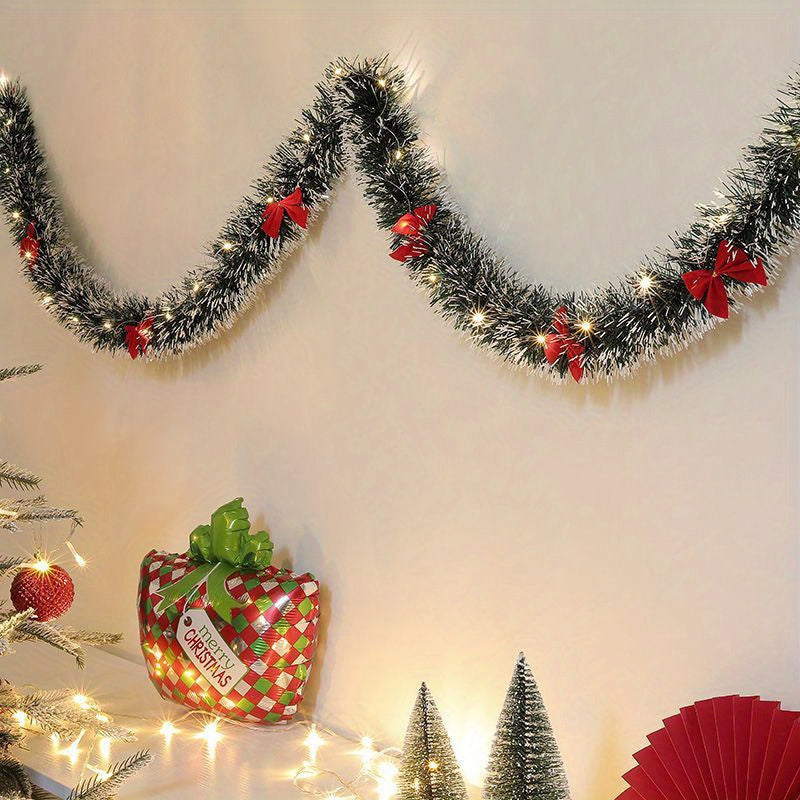 LumaTinsel LED Weihnachtsgirlande – Set aus 2 drahtlosen Metallic-Girlandenlampen mit warmem Licht
