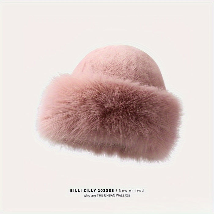 Rosa Luxe Kunstfellmütze – Stilvolle Wärme für kalte Tage