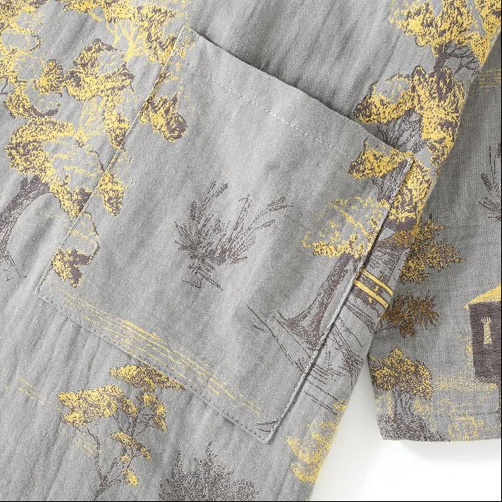 Neutrales Landschaft Kimono Baumwoll Pyjama Set