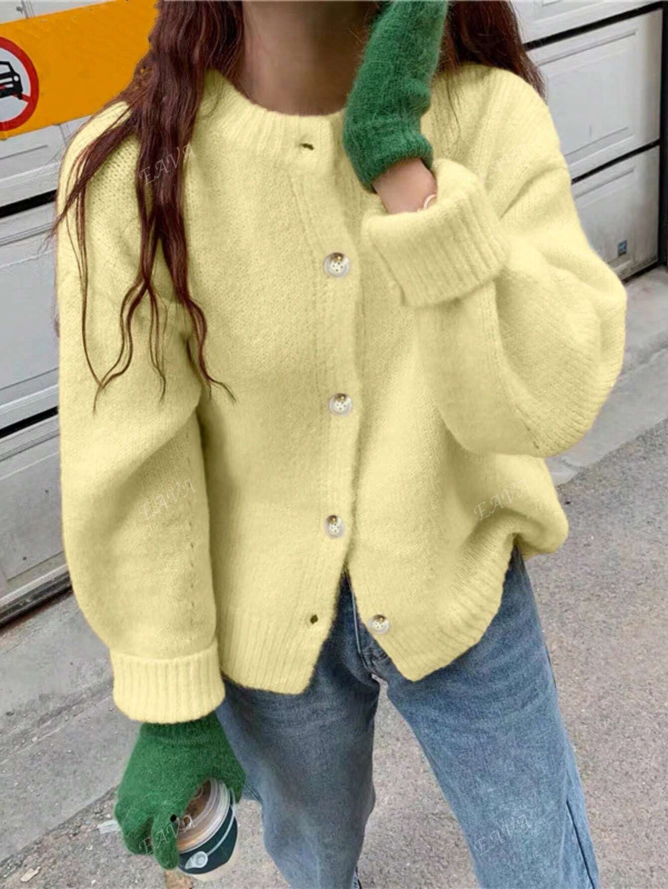 CozyKnoop Oversized Pullover – Runder Hals mit Knöpfen und Bequemer Passform
