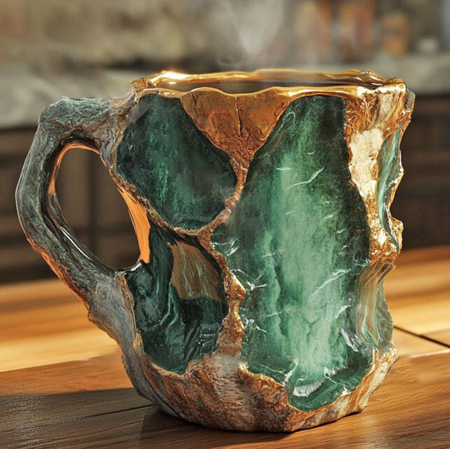 Handgefertigte Kaffeetassen aus Mineral-Kristall, Isoliert, Mikrowellengeeignet, 350-450 ml
