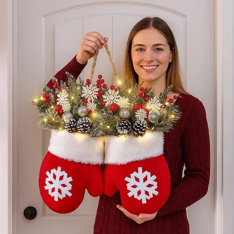 Weihnachtskranz in Handschuhform – 120 LEDs mit Timerfunktion