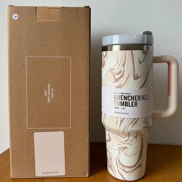 Isolierte Edelstahl-Reisebecher 40oz Mit Griff Lebenslange Deckel Und Strohhalm