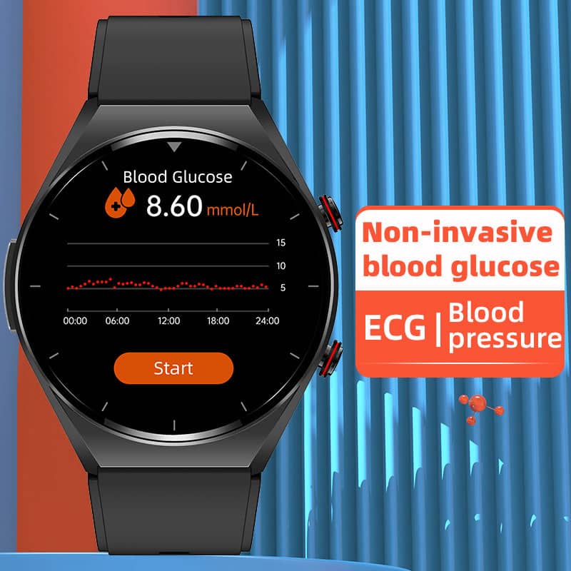 Ein-Klick Blutzucker Blutdruck EKG/EKG HRV Herzüberwachung Suga Pro Gesundheits Smartwatch