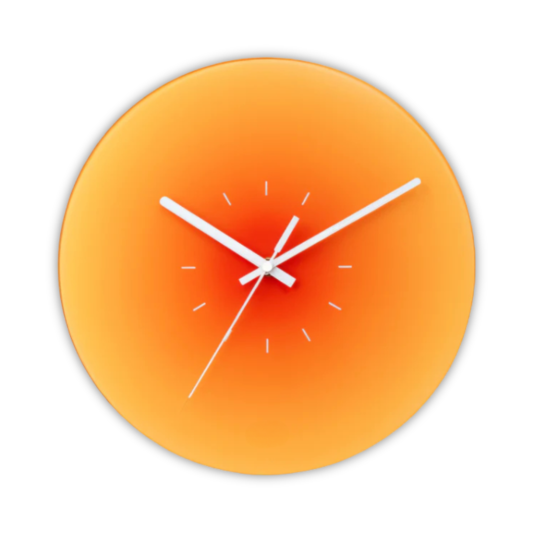 Sonnenuntergang - Design Wanduhr aus Glas