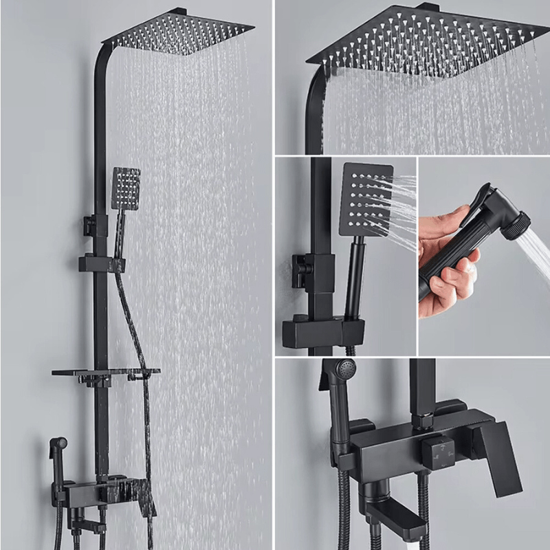 RainFlow Luxe Regendusche Set – verstellbare Messing-Duscharmatur mit 4 Funktionen