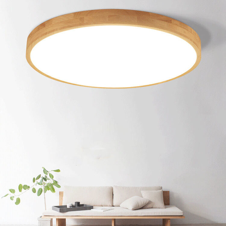 Nordic Massivholz Runde Ultra-dünne LED Deckenleuchte 1-Licht