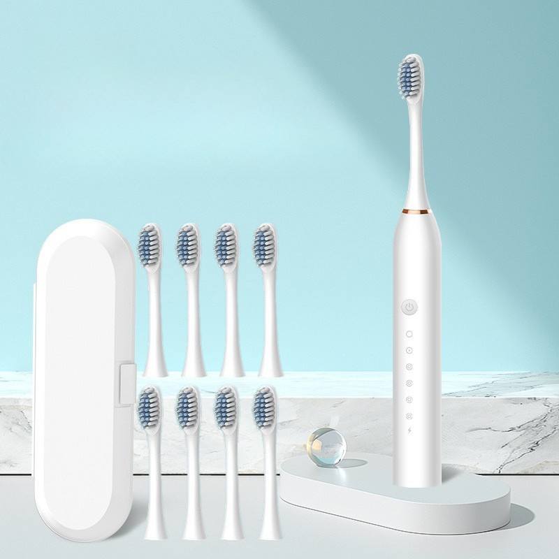 GlowSmile Sonic Zahnbürste – Wiederaufladbar mit 5 Modi und 8 Bürstenköpfen