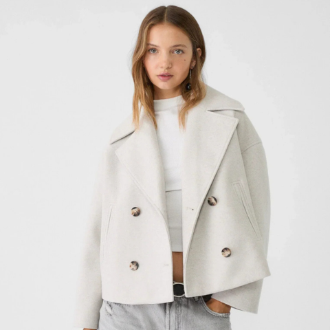 Kurze Damenjacke mit doppelter Knopfleiste | Warm