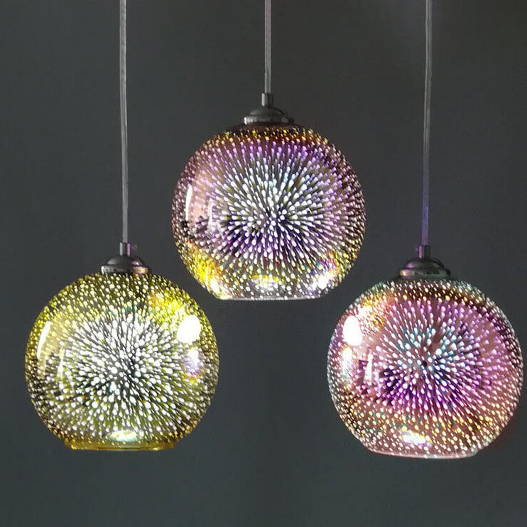 Frendorf | 3D Feuerwerk Glas Pendelleuchte | Kreatives Farbglas Design