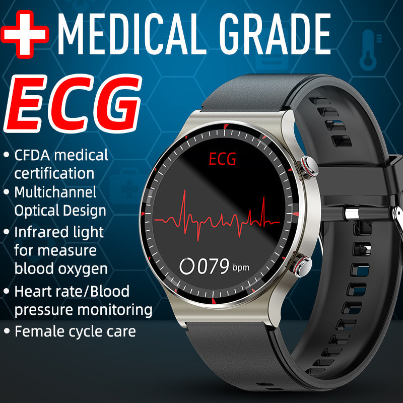 Medizinische EKG-Smartwatch | CFDA-zertifiziert | 512Hz Hochpräzisions-Biosensor | SpO2- & Herzfrequenz-Monitoring | KI-basierte Atemanalyse | IP67 Wasserdicht