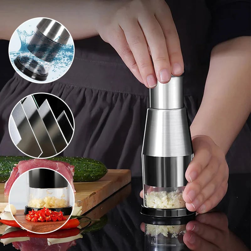 GourmetEssence Edelstahl Knoblauchpresse | Effizient und stilvoll für perfekte Knoblauchpaste