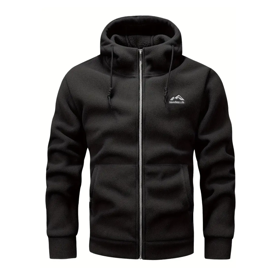 Herren Fleecejacke mit Kapuze & Reißverschluss