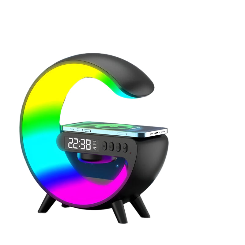 LuxAura Luxe Bluetooth Lautsprecher | Kabelloser Lautsprecher mit stimmungsvoller Beleuchtung und Uhrfunktion