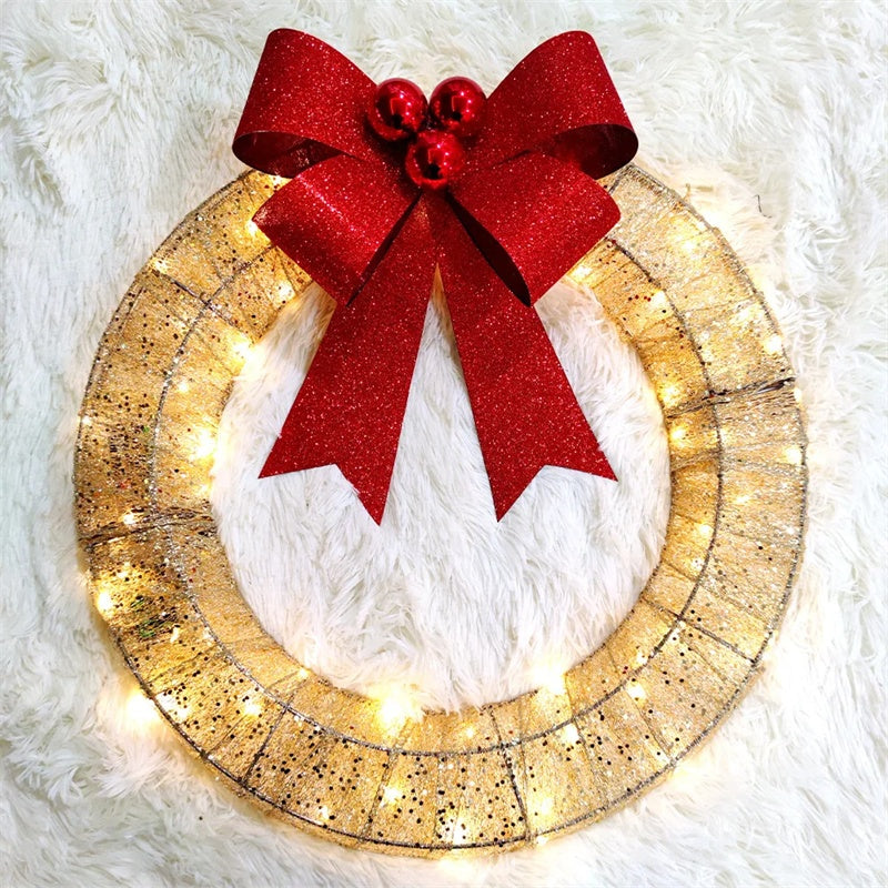Beleuchteter Weihnachtskranz Luxus Gold-Grün 50cm – Handgefertigter Türkranz mit LED