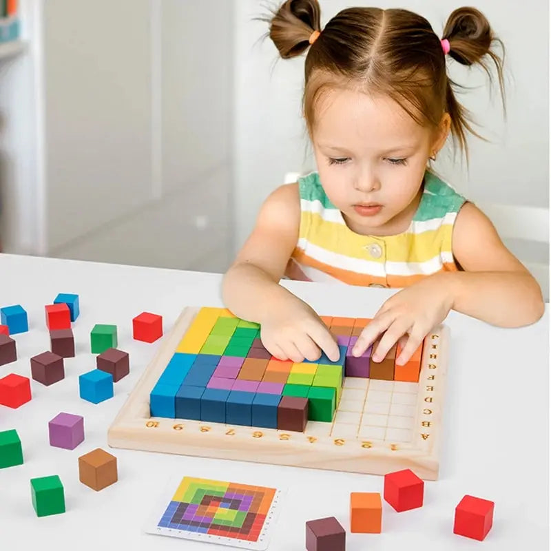 Montessori Farben- und Zahlenblöcke Bildungs-Spielzeug