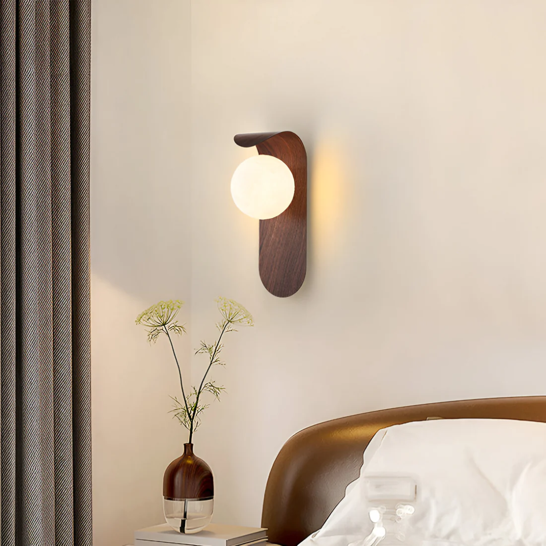 Skandinavische Holz-Globus Wandleuchte LED 1-Licht