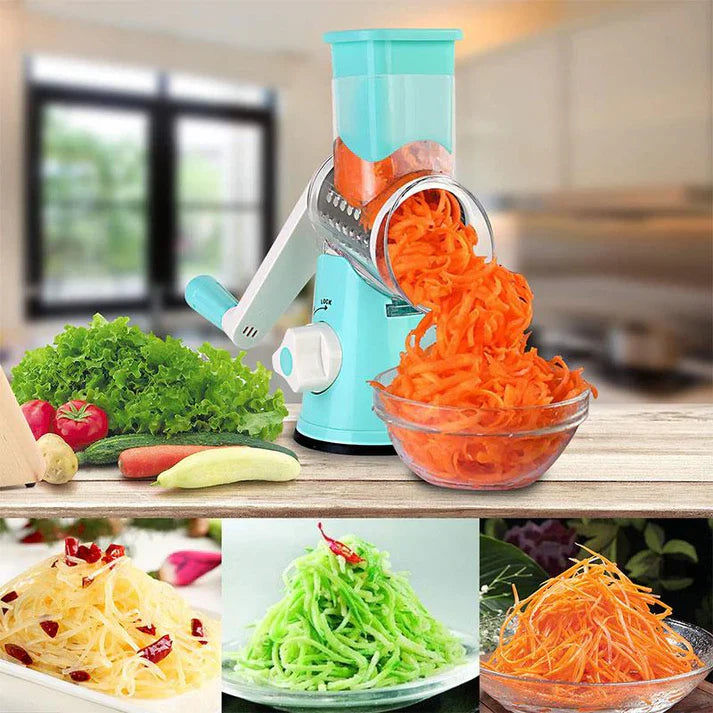 CulinaryElegance Manuelle Rotationsreibe | Multifunktionaler Zerkleinerer für müheloses Reiben und Schneiden in der Küche