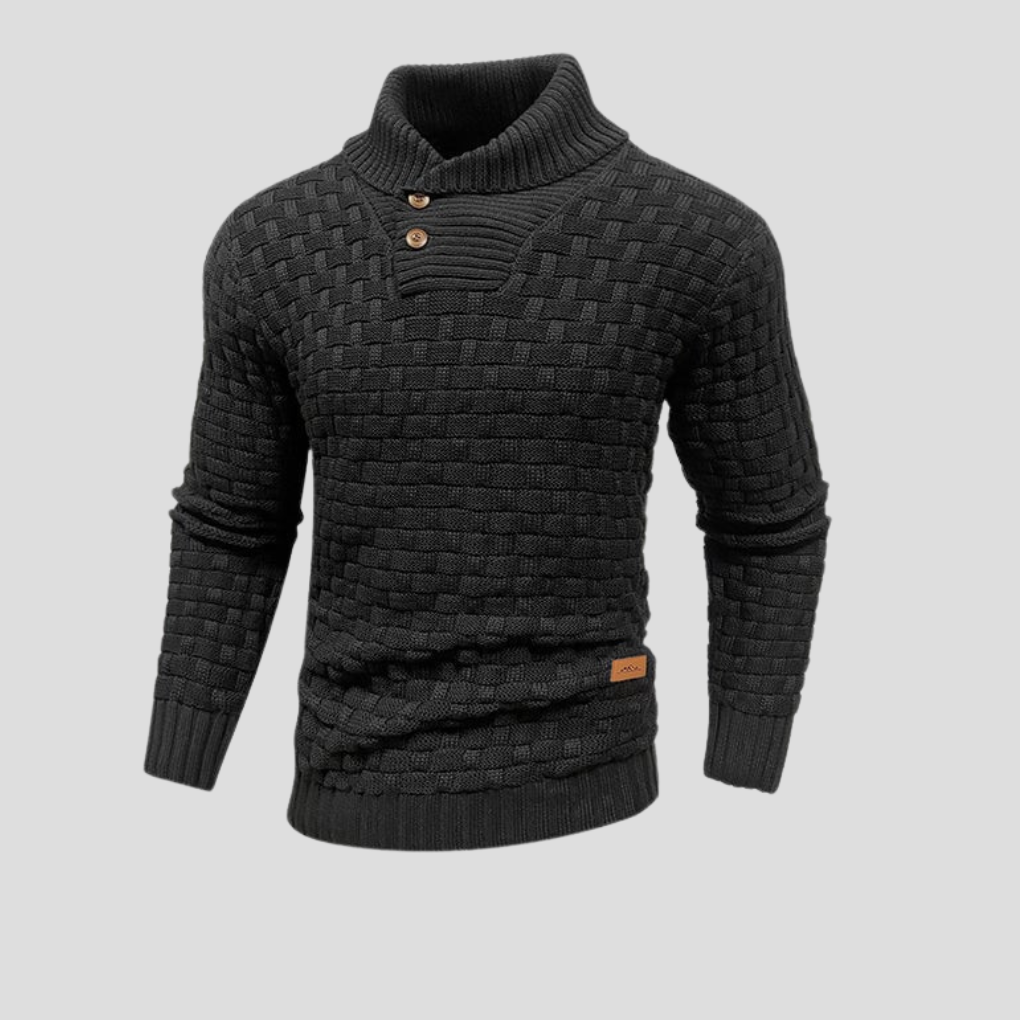 KnitForm Herrenpullover – Strickpullover mit Halbkraagen und Knopfverschluss in klassischer Passform