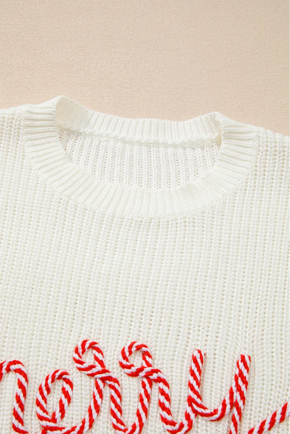 Weißer Fröhlicher und Heller Zuckerstangen-Text Weihnachts-Pullover