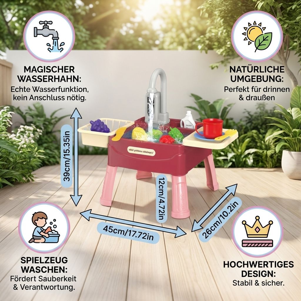 WasserWunder Spielküche mit Magischem Wasserhahn für Kinder