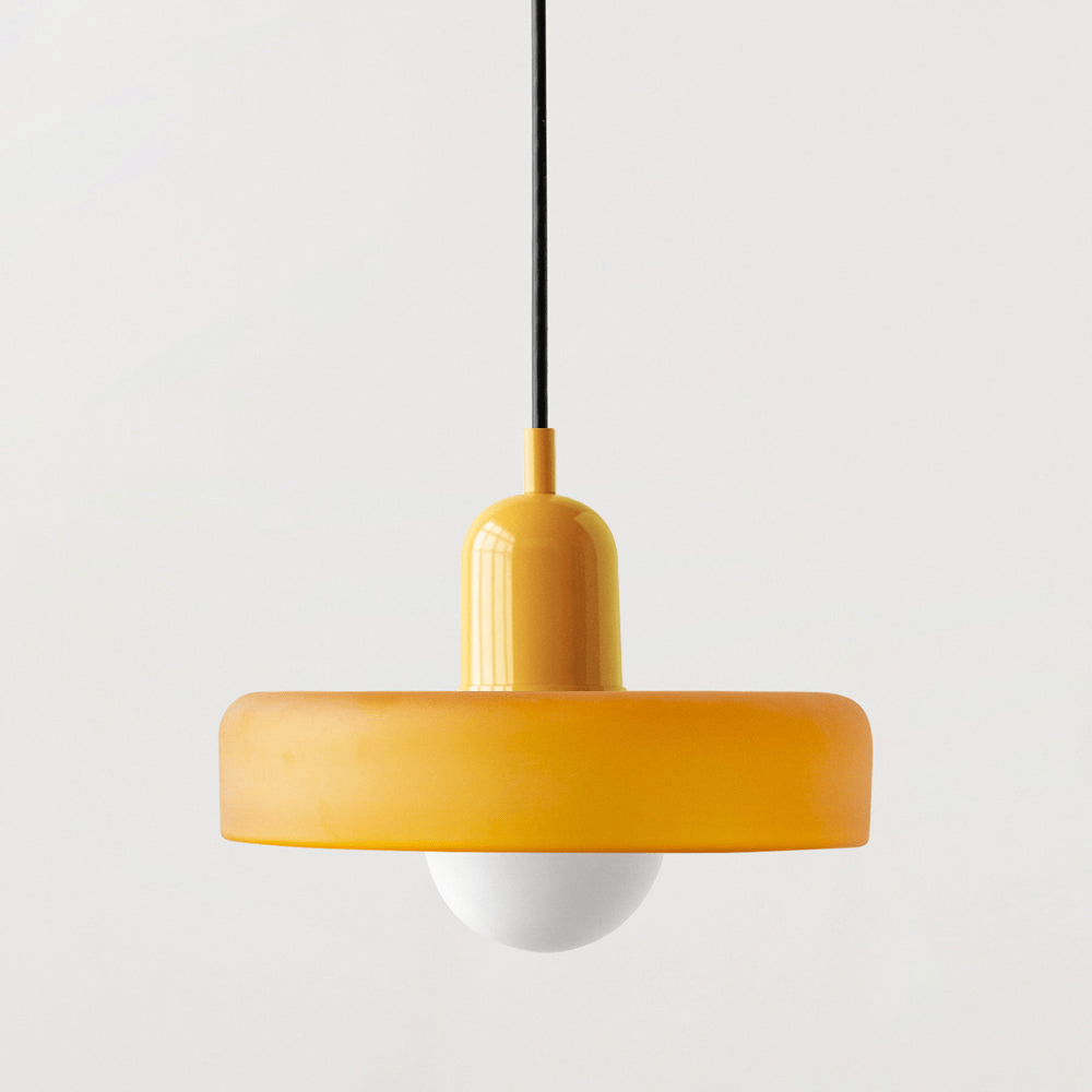 Bauhaus Hängeleuchte aus Buntglas für modernes Interieur