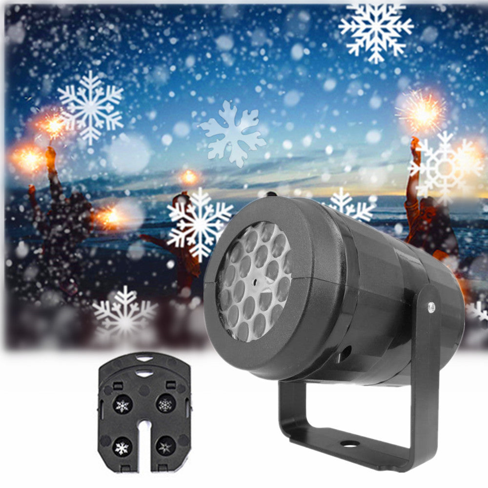 LED Weihnachtsprojektor Schneeflocken Lichtshow – Wasserdichte Außenlampe mit 16 Mustern