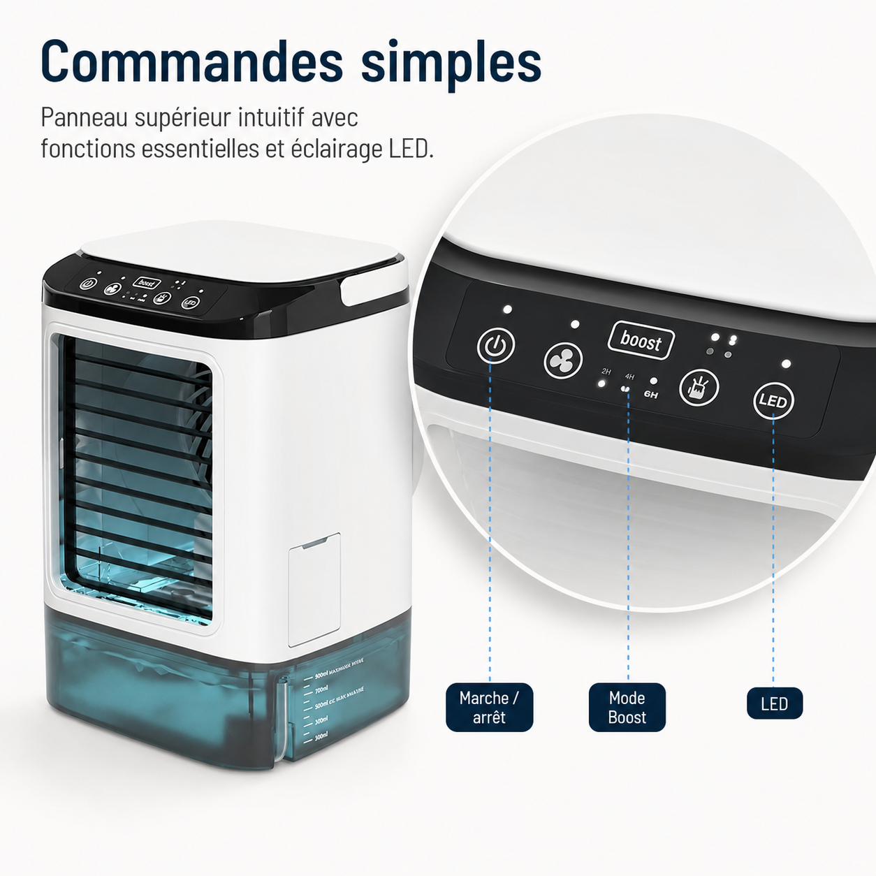Tragbare Mini-Klimaanlage Wassergekühlt – USB-betrieben mit großem Reservoir