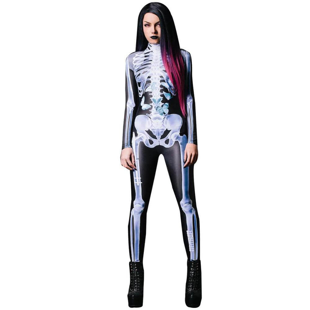 GruselMode 3D Skelett-Outfit | Unvergessliches Halloween-Kostüm für schaurige Auftritte