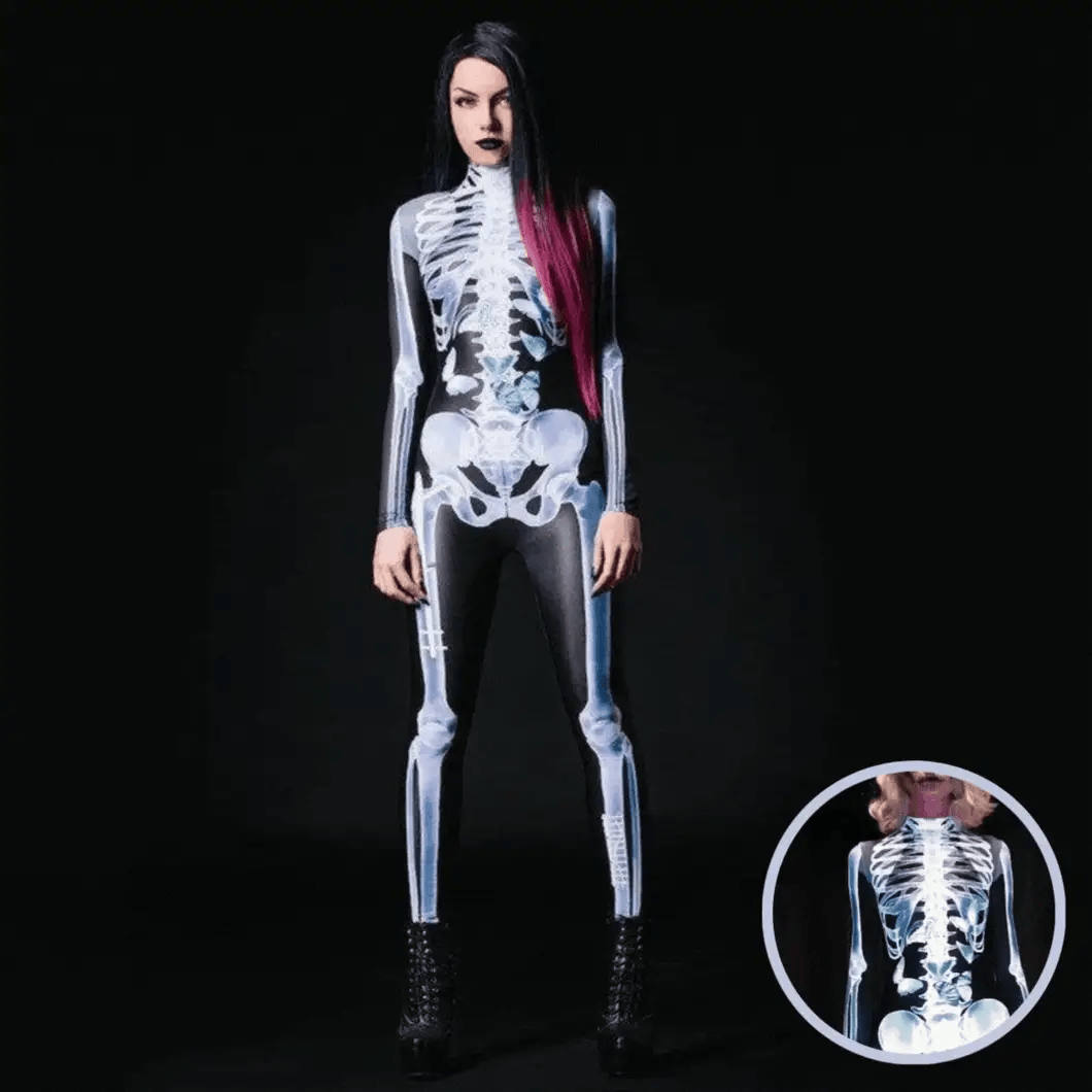 GruselMode 3D Skelett-Outfit | Unvergessliches Halloween-Kostüm für schaurige Auftritte