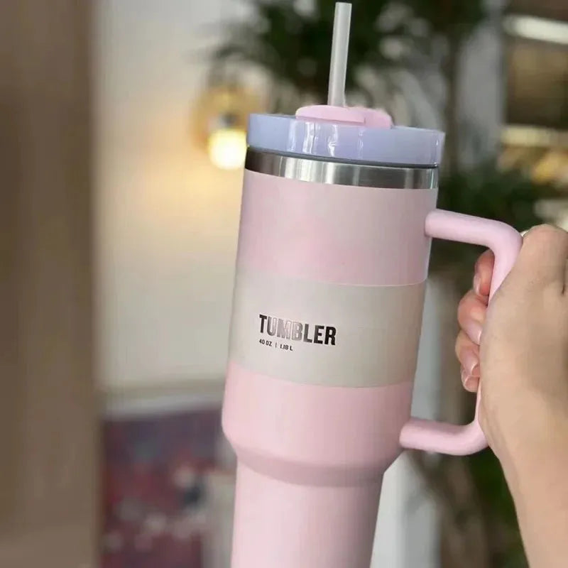 Isolierte Edelstahl-Reisebecher 40oz Mit Griff Lebenslange Deckel Und Strohhalm