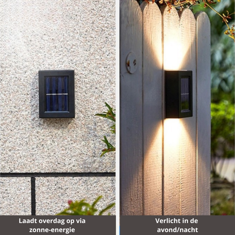 LuxeSolar Elegante LED-Wandlampe | Nachhaltige Solarenergie mit automatischer Funktion