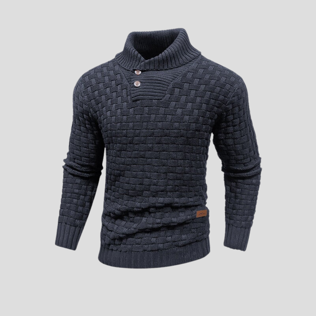 KnitForm Herrenpullover – Strickpullover mit Halbkraagen und Knopfverschluss in klassischer Passform